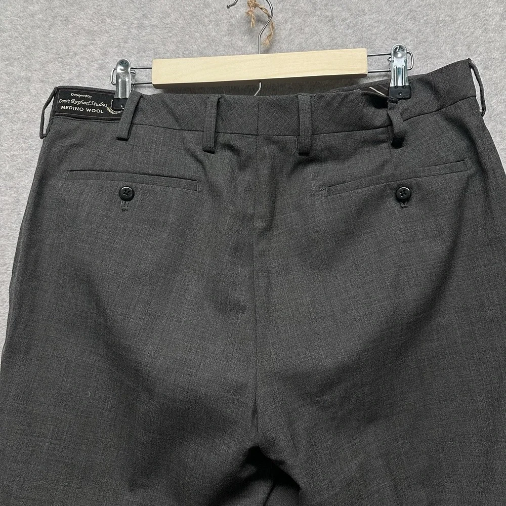 Louis Raphael Luxe Dress Pants‎ W34 L32 Charcoal Wool Officewear Workwear Flat